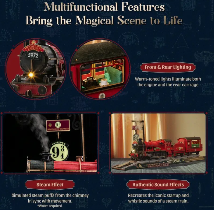 HARRY POTTER - MAGIC COLLECTIBLES - HOGWARTS EXPRESS - WOODEN SCENE - Immagine 5