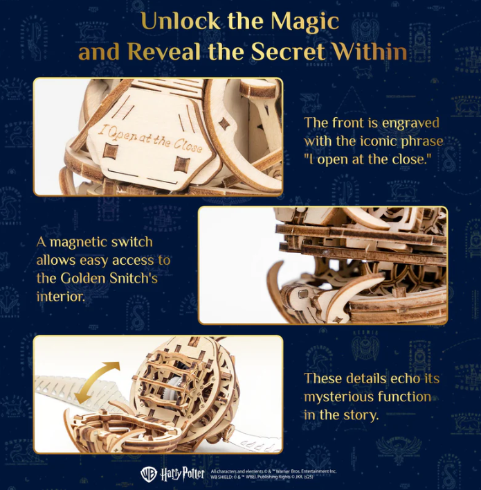 HARRY POTTER - MAGIC COLLECTIBLES - GOLDEN SNITCH - WOODEN SCENE - Immagine 4