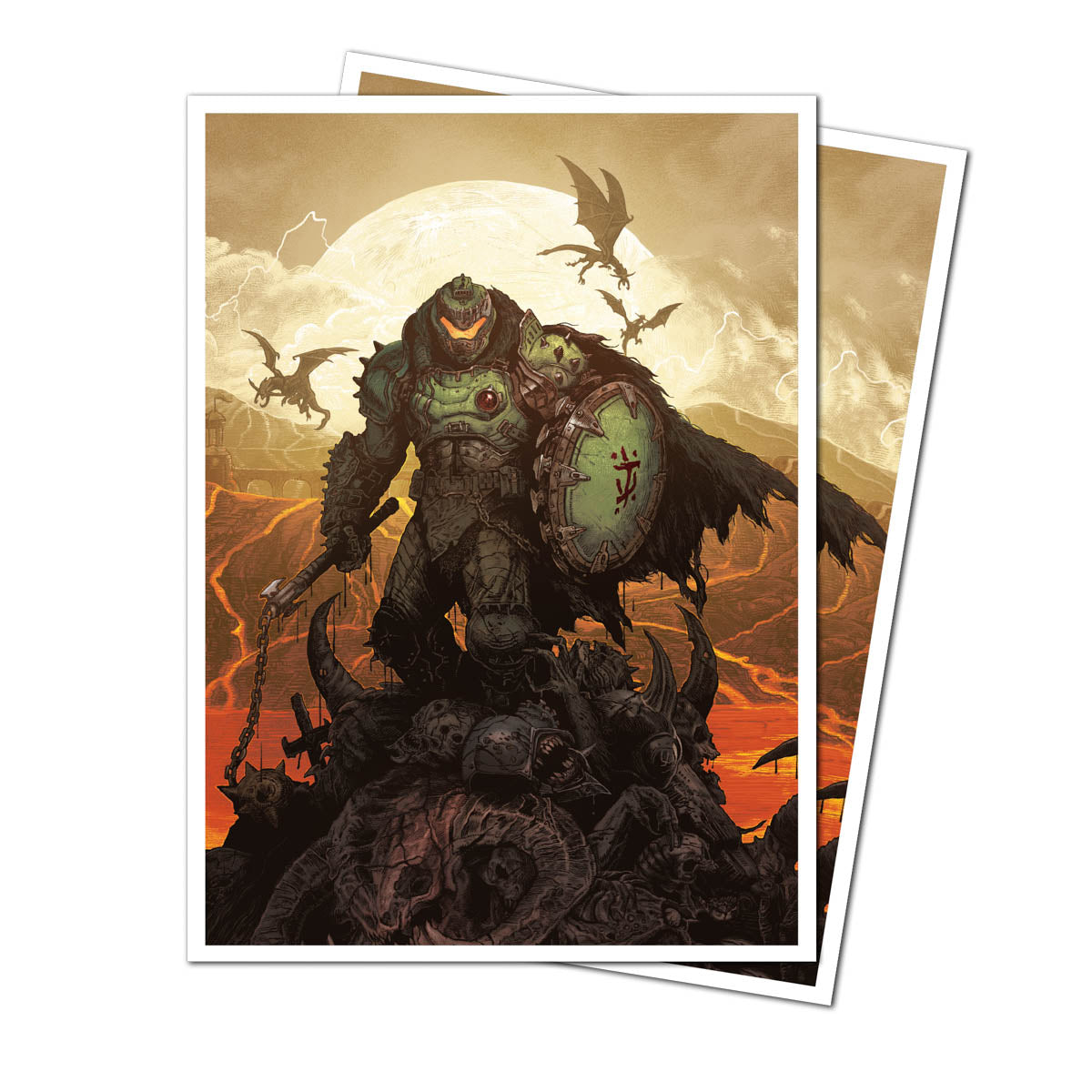 16615 - 105 APEX DECK PROTECTOR SLEEVES - BETHESDA - DOOM - WRATH - Immagine 2