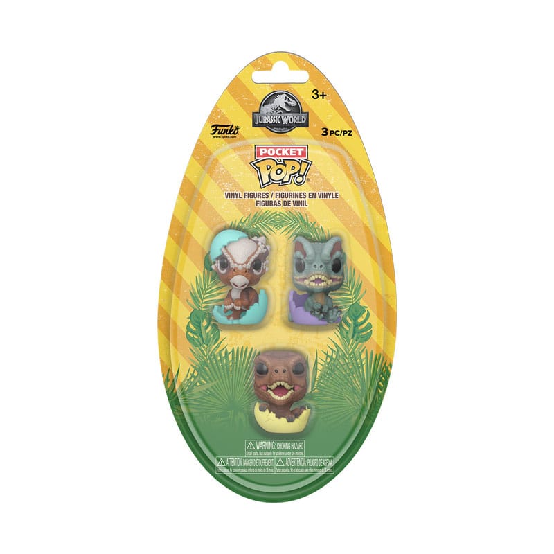 JURASSIC PARK - POP FUNKO POCKET EGG VINYL FIGURE 3-PACK - DINOS - Immagine 2