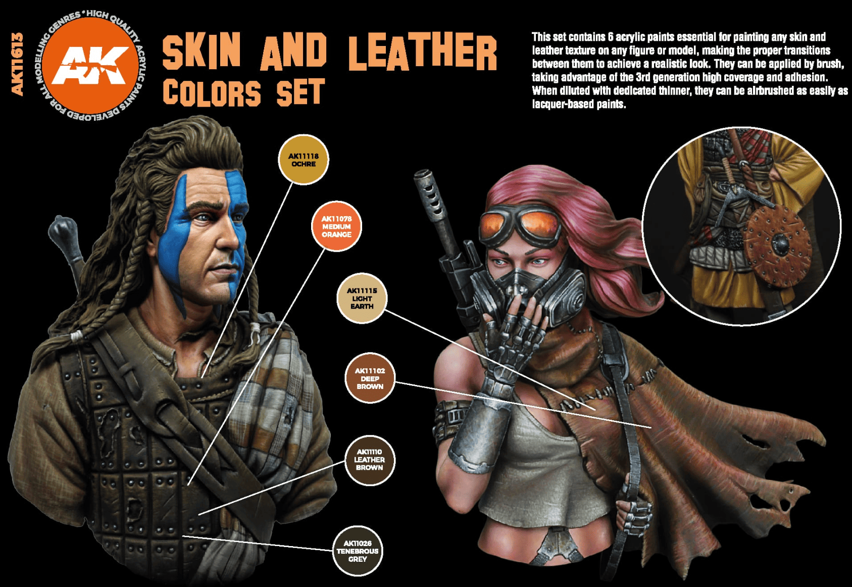 AK11613 - 3GEN ACRYLICS - SKIN AND LEATHER - SET DA 6 COLORI - Immagine 3