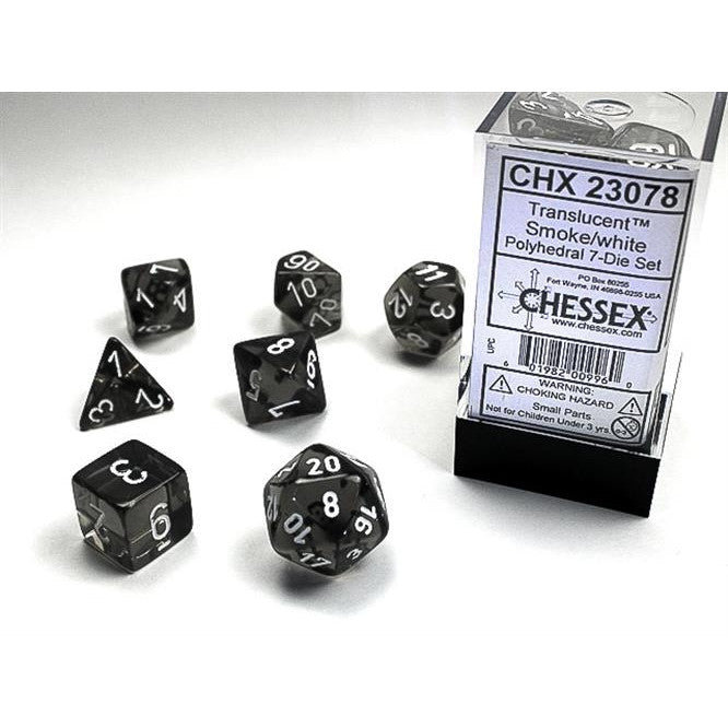 CHX 23078 - SET 7 DADI POLIEDRICI - SMOKE/WHITE