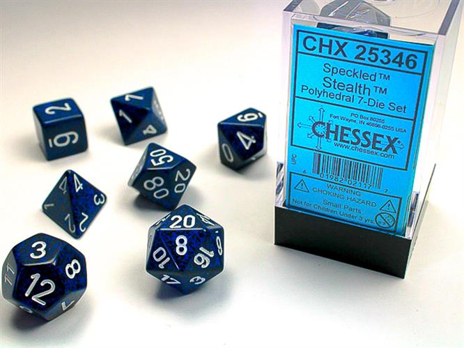 CHX 25346 - SET 7 DADI POLIEDRICI PUNTINATI - STEALTH