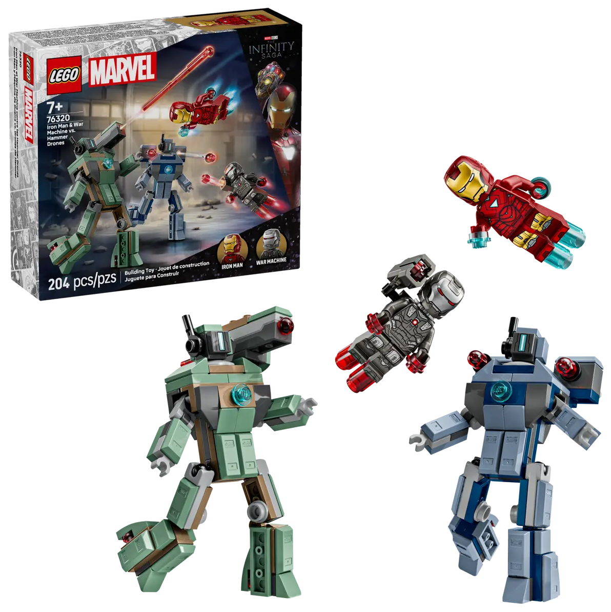 76320 - SUPER HEROES MARVEL - IRON MAN E WAR MACHINE CONTRO I DRONI DI HAMMER