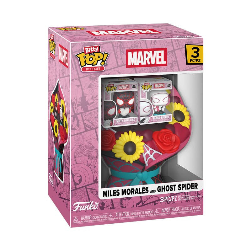87816 - MARVEL: SPIDER-MAN - POP FUNKO BITTY BOUQUET VINYL FIGURE - VALENTINES MILES MORALES GHOST SPIDER