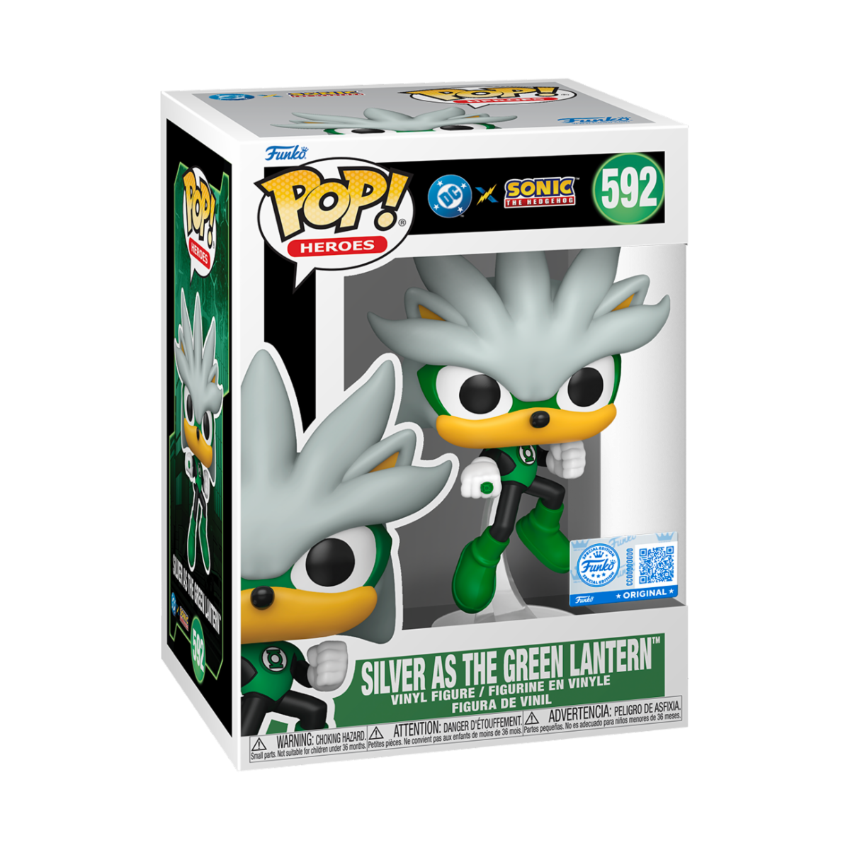 JUSTICE LEAGUE & SONIC THE HEDGEHOG - POP FUNKO VINYL FIGURE 592 SILVER AS GREEN LANTER 9CM