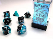 CHX 26446 - SET 7 DADI POLIEDRICI GEMINI - BLACK-SHELL W/WHITE