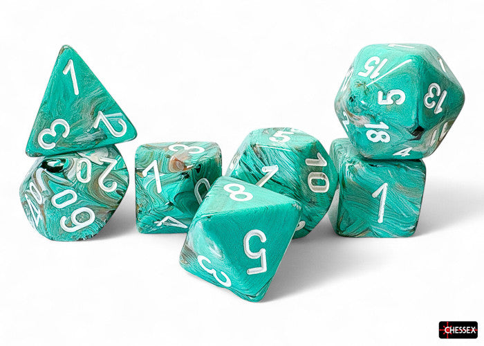 CHX 22403 - MEGA HEDRAL SET 7 DADI - MARBLE OXI-COPPER