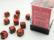 CHX 26833 - SET 36 DADI 6 FACCE 12 MM GEMINI - BLACK-RED W/GOLD