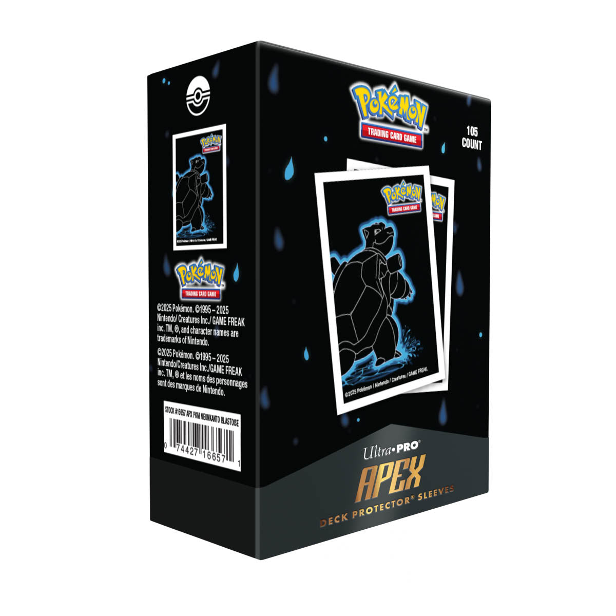 16657 - POKEMON - 105 APEX DECK PROTECTOR SLEEVES - NEON KANTO - BLASTOISE