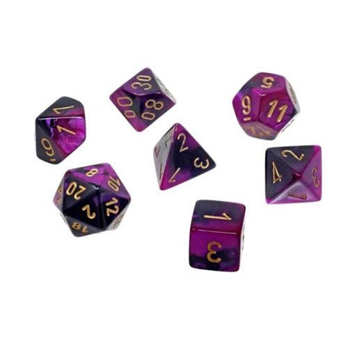 CHX 20640 - SET 7 DADI POLIEDRICI GEMINI - BLACK-PURPLE/GOLD
