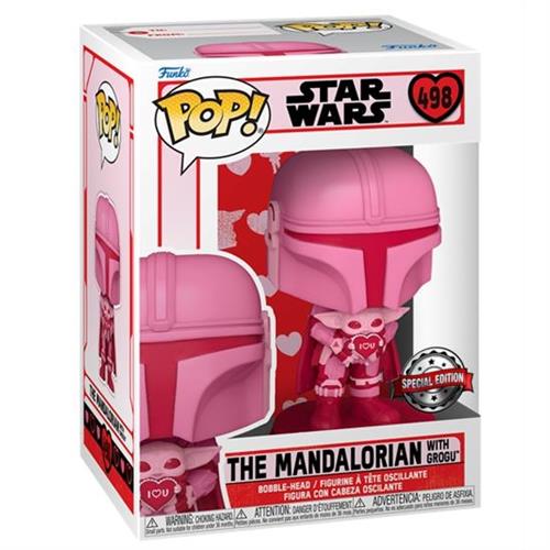 STAR WARS: VALENTINES - POP FUNKO VINYL FIGURE 498 THE MANDALORIAN WITH GROGU 9 CM COMICON 22 EXCL
