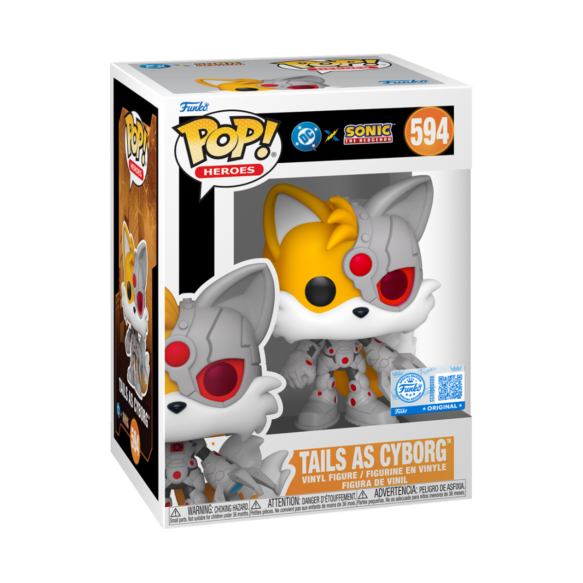 JUSTICE LEAGUE & SONIC THE HEDGEHOG - POP FUNKO VINYL FIGURE 594 TAILS AS CYBORG 9CM