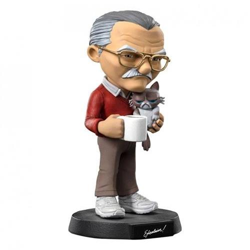 POW ENTERTAINMENT - MINICO FIGURE - STAN LEE WITH GRUMPY CAT - STATUA 14CM