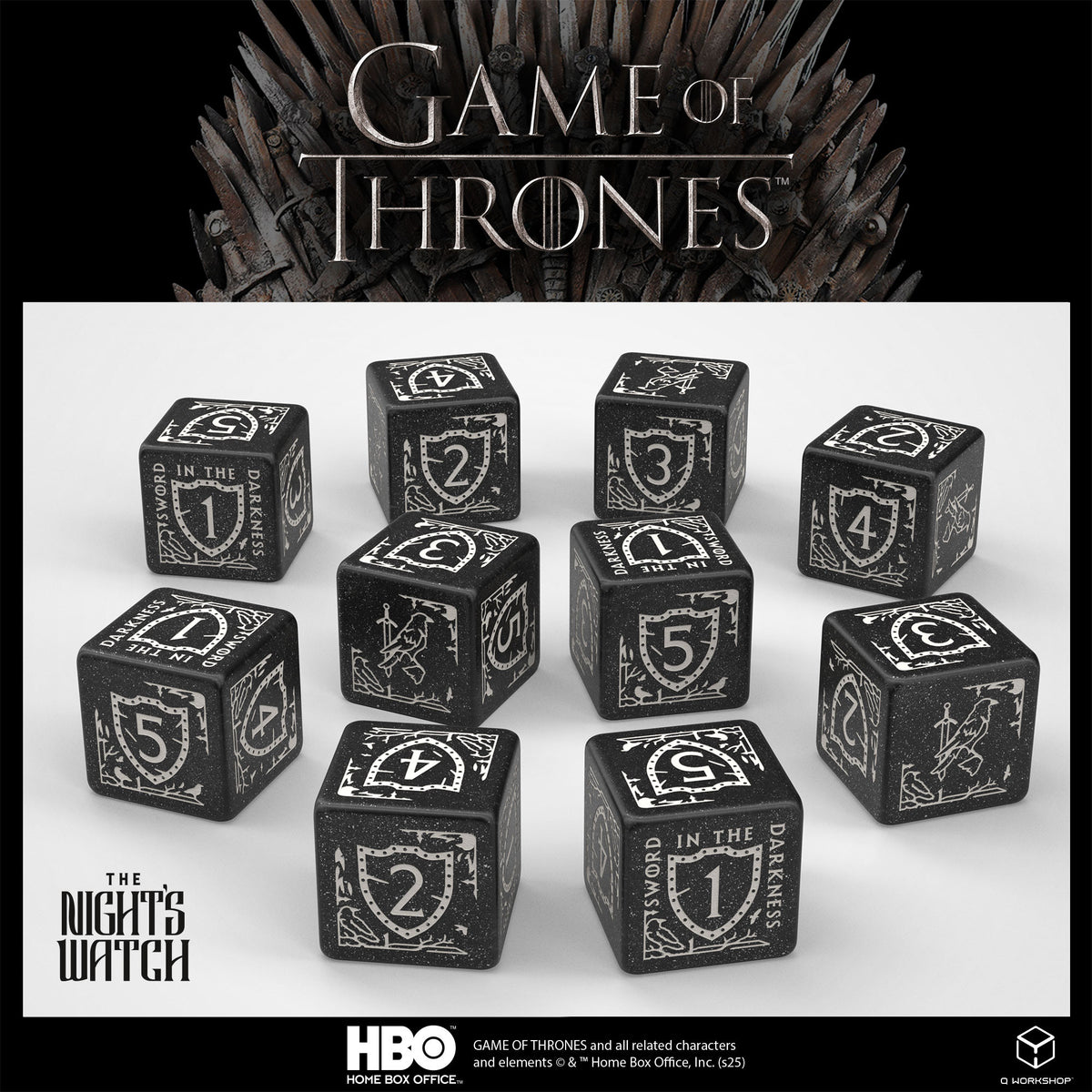 GOT/00190166/2025/5/A - SET 10 DADI - GAME OF THRONES - NIGHT'S WATCH