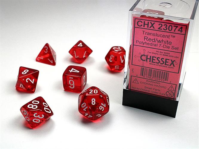 CHX 23074 - SET 7 DADI POLIEDRICI - RED/WHITE