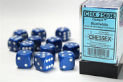 CHX 25606 - SET 12 DADI 6 FACCE 16MM OPACHI - BLUE W/WHITE