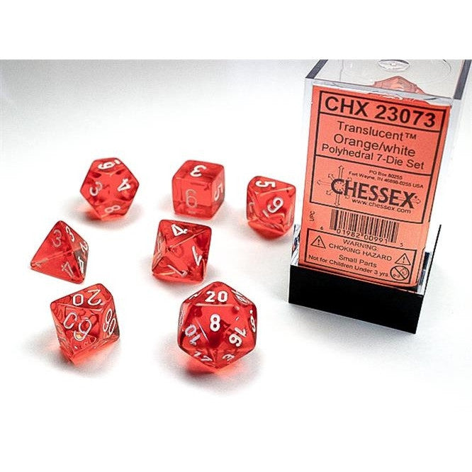CHX 23073 - SET 7 DADI POLIEDRICI - ORANGE/WHITE