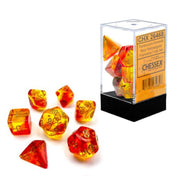CHX 26468 - SET 7 DADI POLIEDRICI GEMINI - TRANSLUCENT RED-YELLOW/GOLD