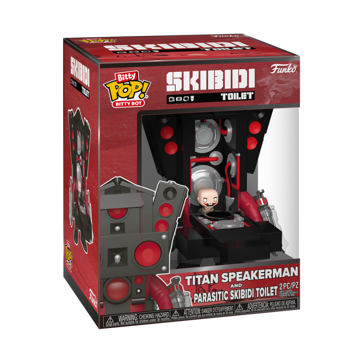 91422 - SKIBIDI TOILET - POP FUNKO BITTY BOTS VINYL FIGURE - TITAN SPEAKERMAN AND PARASITIC SKIBIDI TOILET