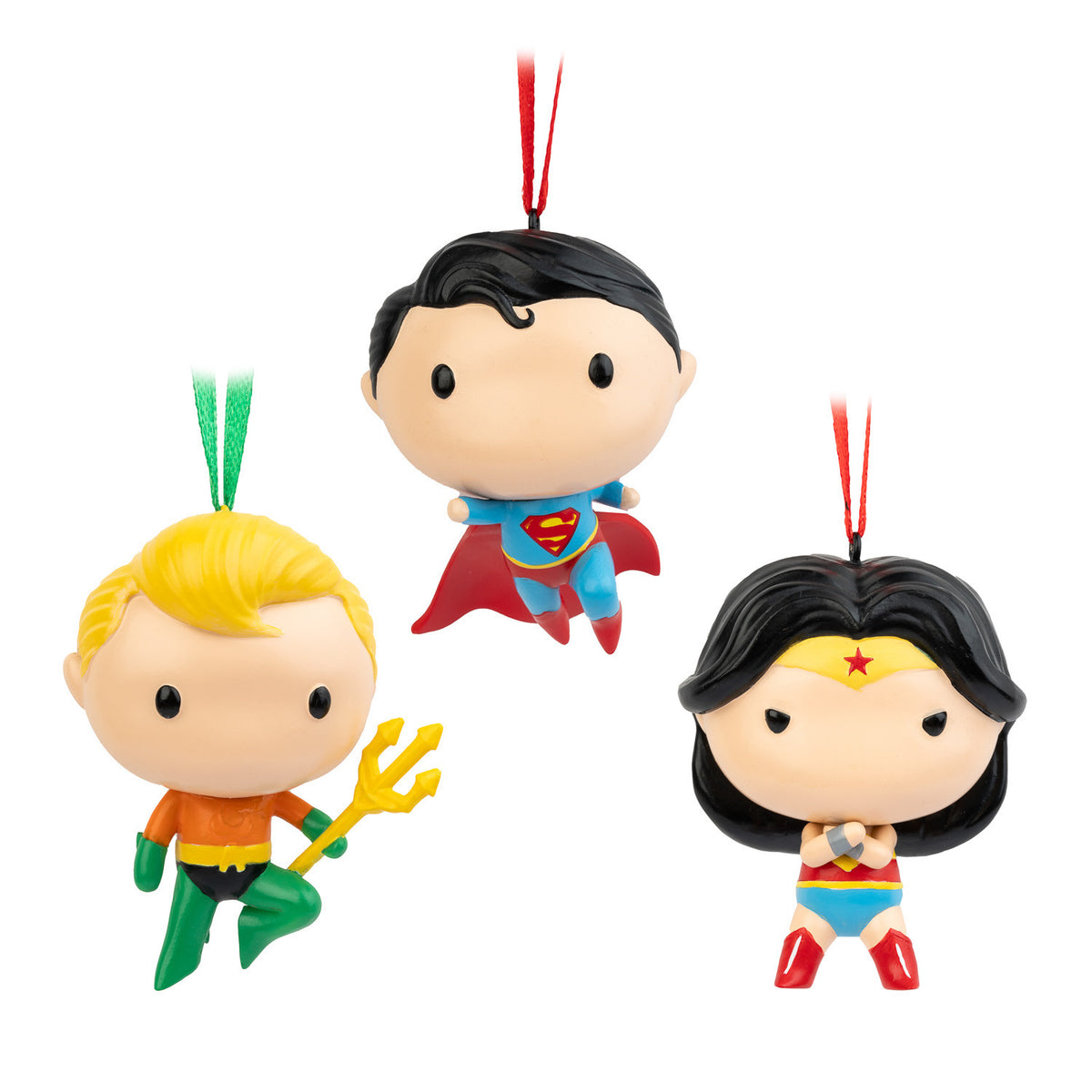 SET3AN02 - DC COMICS - SET 3 DECORAZIONI DI NATALE: SUPERMAN, WONDER WOMAN E AQUAMAN