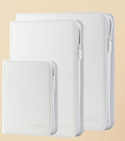 SANSEKING - SIDE LOADING ZIP CARD BINDER - PU LEATHER - 4 POCKETS BINDER - WHITE