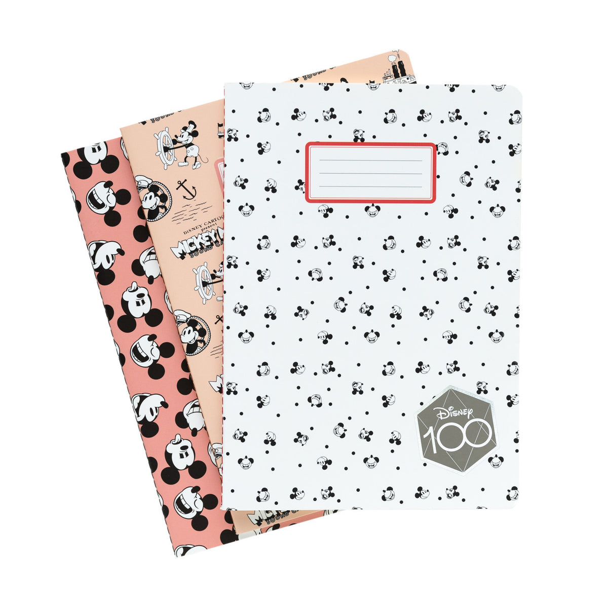 PCA5004 - DISNEY - SET 3 A5 NOTEBOOK - MICKEY 100TH ANNIVERSARY