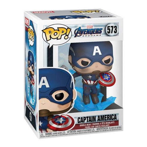 MARVEL: AVENGERS ENDGAME - POP FUNKO VINYL FIGURE 573 CAPTAIN AMERICA W/ BROKEN SHIELD & MJOLNIR 9CM