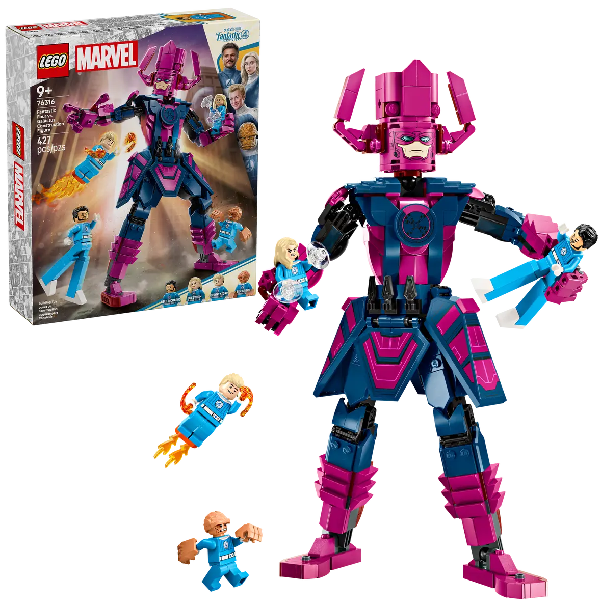 76316 - SUPER HEROES MARVEL - FANTASTICI QUATTRO CONTRO PERSONAGGIO COSTRUIBILE DI GALACTUS