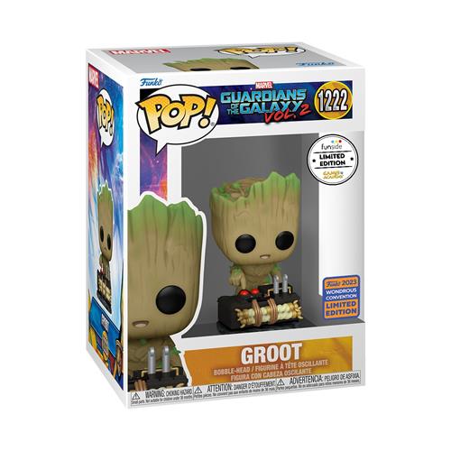 MARVEL: GUARDIANS OF THE GALAXY VOL.2 - POP FUNKO VINYL FIGURE 1222 GROOT W/ BUTTON 9CM WONDROUS 2023 GA EXCL