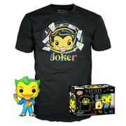 DC COMICS: BLACK LIGHT - POP FUNKO & TEE BOX THE JOKER 9CM (T-SHIRT L)