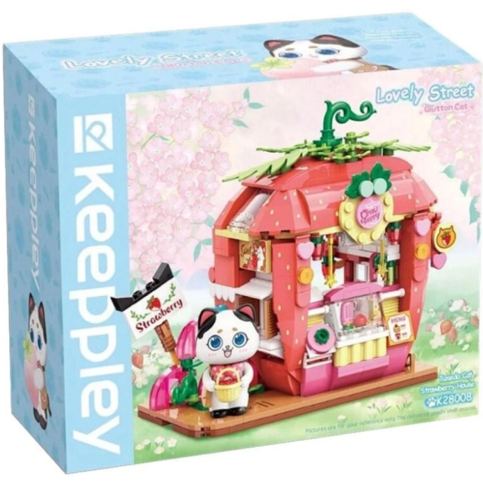 KP28008 - LOVELY STREET - TUXEDO CAT STRAWBERRY HOUSE