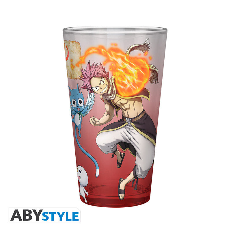ABYVER299 - FAIRY TAIL - BICCHIERE DI VETRO XXL 400ML - NATSU, LUCY, HAPPY & PLUE S7