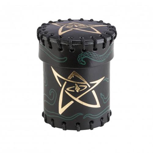 CCTH101 - CALL OF CTHULHU BLACK & GREEN-GOLDEN LEATHER DICE CUP