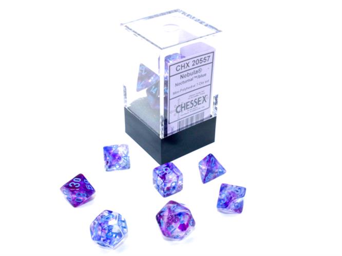CHX 20557 - SET 7 DADI POLIEDRICI MINI - NEBULA NOCTURNAL/BLUE LUMINARY