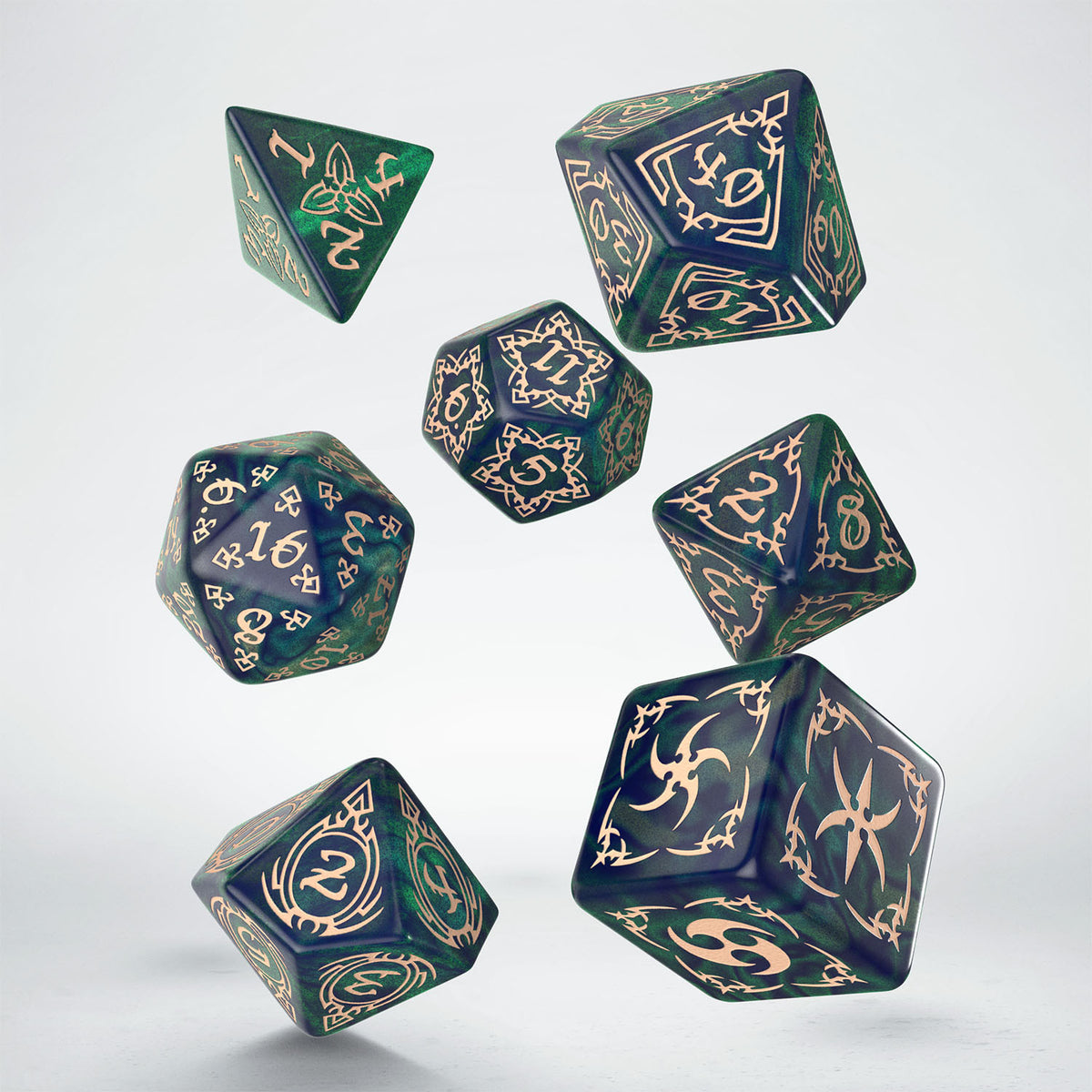 STRB02 - TRIBAL DICE SET: BLUE GREEN AND BEIGE