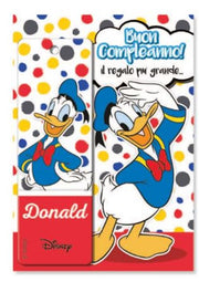 DF02 - DISNEY - BIGLIETTO AUGURI (COMPLEANNO) CON SEGNALIBRO - 11.8X16.8 - DONALD