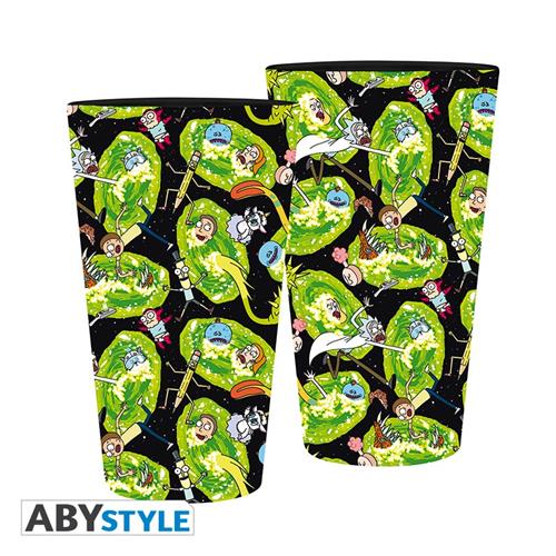 ABYVER131 - RICK & MORTY - BICCHIERE 500ML DI VETRO PORTALS