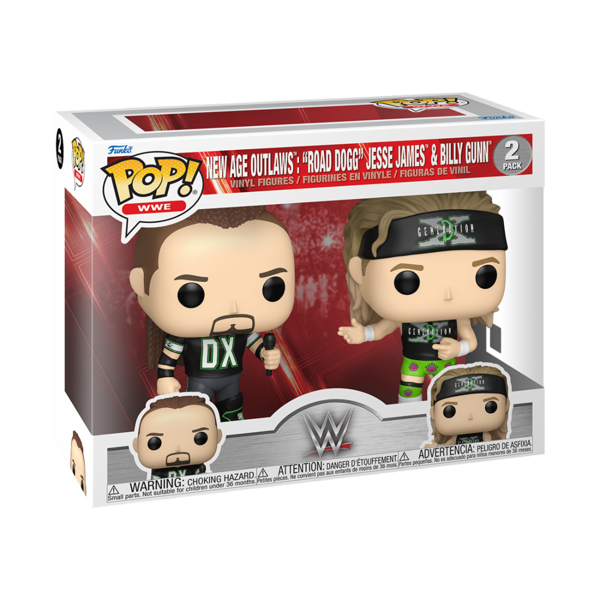 WWE - POP FUNKO VINYL FIGURE 2-PACK NEW AGE OUTLAWS: ROAD DOGG & BILLY GUNN 9CM