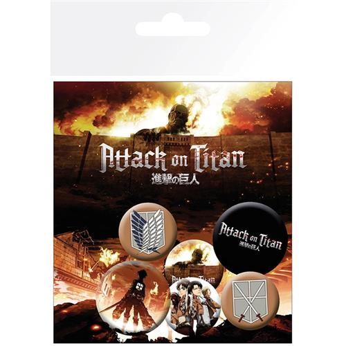 BP0551 - ATTACK ON TITAN - 6 BADGES PACK - CHARACTERS BUTTON BADGES