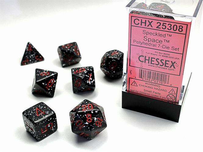CHX 25308 - SET 7 DADI POLIEDRICI PUNTINATI - SPACE