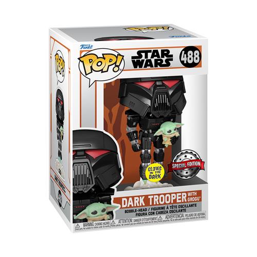 STAR WARS - THE MANDALORIAN - POP FUNKO VINYL FIGURE 488 DARK TROOPER W/ THE CHILD (GW) 9CM COMICON 22 EXCL
