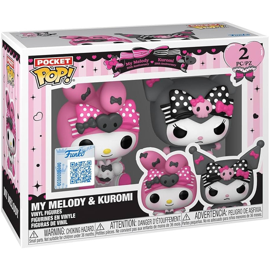 SANRIO: KUROMY 20THY ANNIVERSARY - POP FUNKO VINYL FIGURE - KEYCHAIN - 2-PACK MY MELODY & KUROMY 4CM