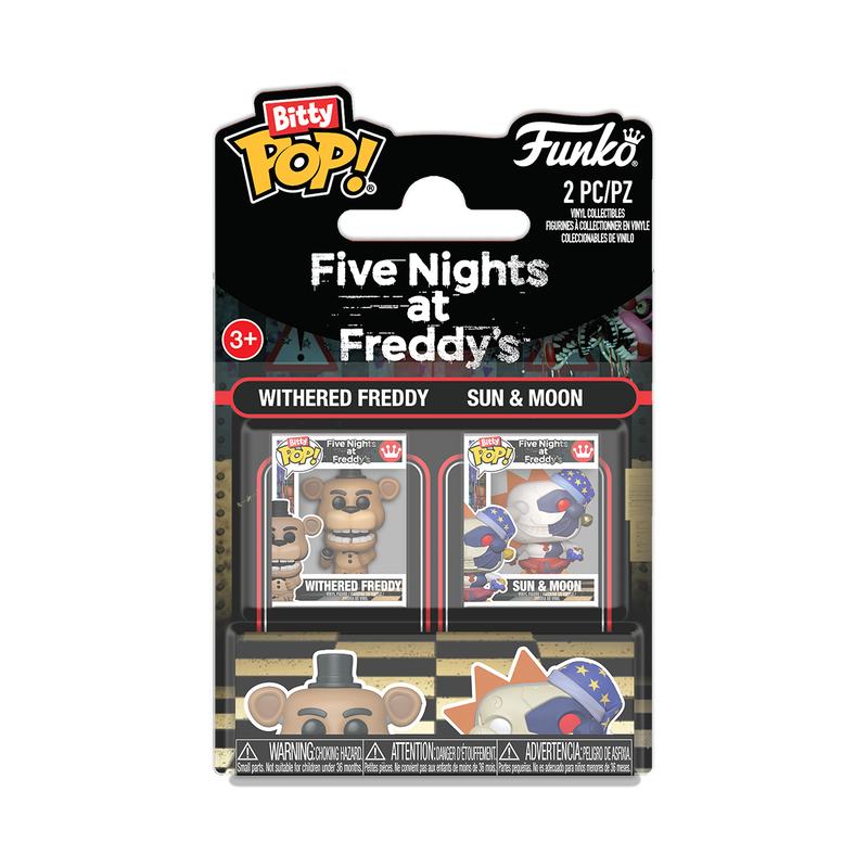 FIVE NIGHTS AT FREDDY’S - POP FUNKO BITTY 2-PACK VINYL FIGURE - WITHERED FREDDY & SUN AND MOON 2CM