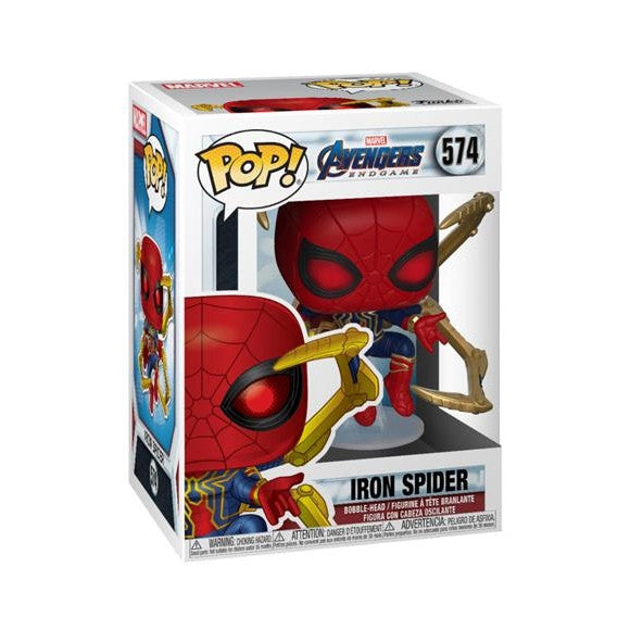 MARVEL: AVENGERS ENDGAME - POP FUNKO VINYL FIGURE 574 IRON SPIDER W/ NANO GAUNTLET 9CM