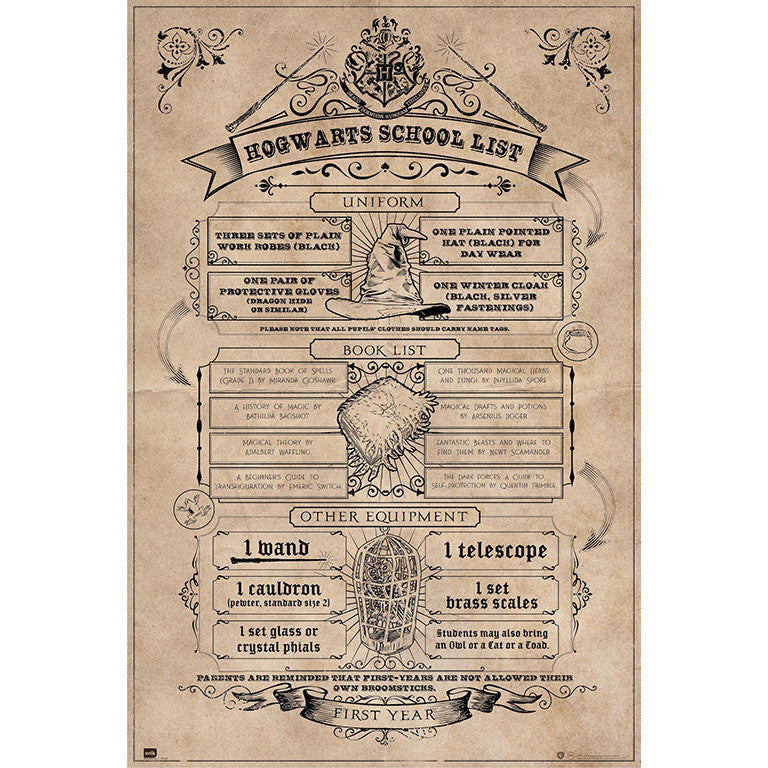 GPE5158 - HARRY POTTER - POSTER - LISTA SCUOLA DI HOGWARTS