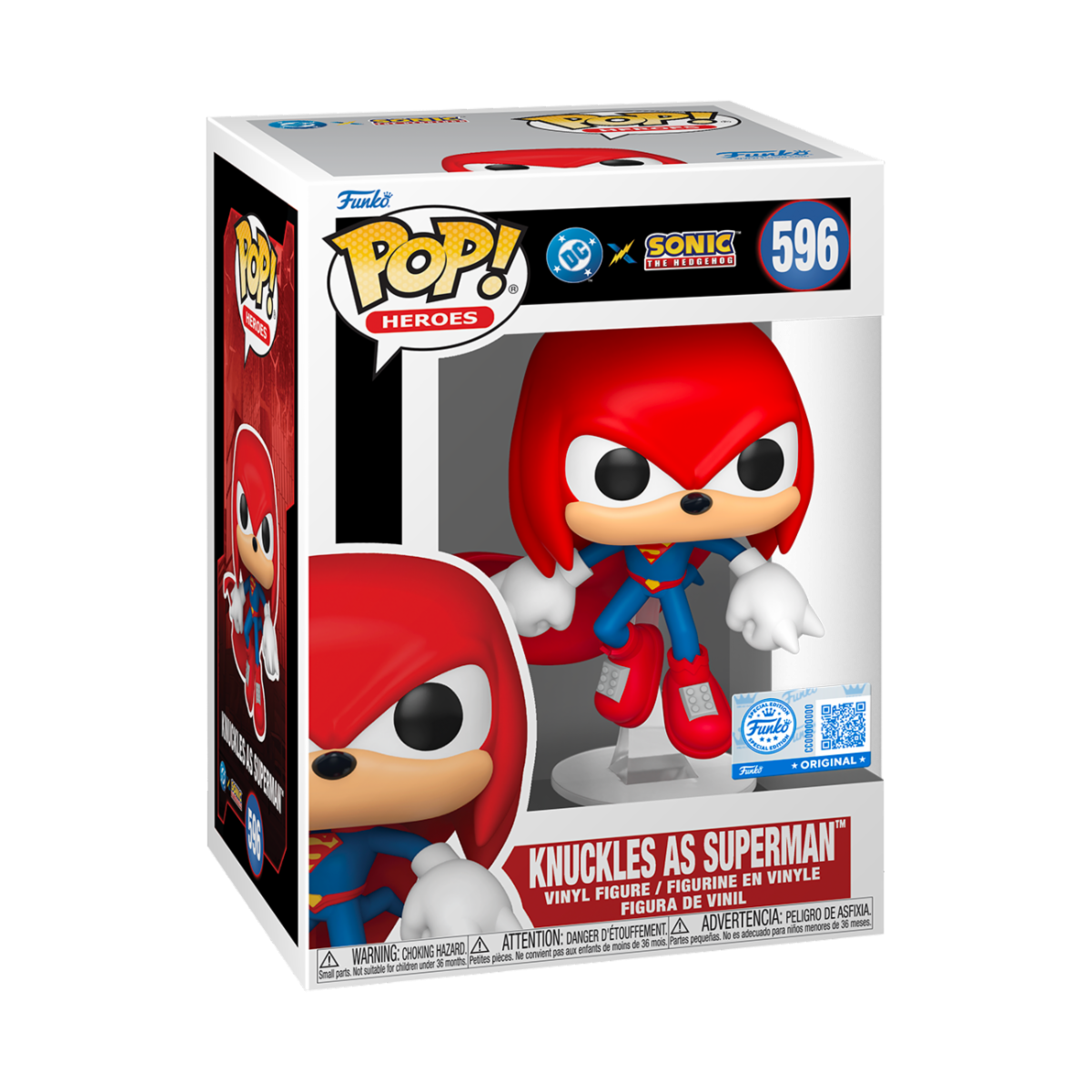 JUSTICE LEAGUE & SONIC THE HEDGEHOG - POP FUNKO VINYL FIGURE 596 KNUCKLES AS SUPERMAN 9CM