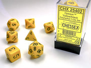 CHX 25402 - SET 7 DADI POLIEDRICI OPACHI - YELLOW W/BLACK