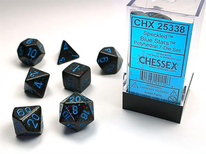 CHX 25338 - SET 7 DADI POLIEDRICI PUNTINATI - BLUE STARS