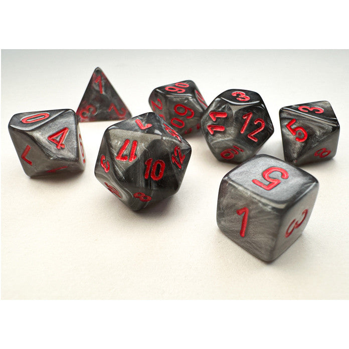 CHX 20478 - SET 7 DADI POLIEDRICI MINI - VELVET BLACK/RED
